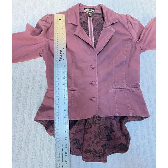 Paul Frank Womens Medium 100% Cotton Burgundy Single-Breasted Blazer Jacket - Picture 8 of 9